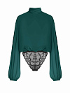 Зеленая блуза-боди с кружевом Зеленая блуза-боди с кружевом